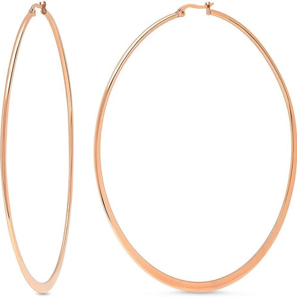 Fashion-Forward 3.5-Inch Rose Gold Hoop Earrings with Lever Back Closure